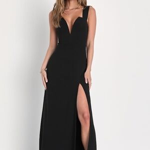 Lulus Daring Elegance Black Sleeveless Mermaid Maxi Dress - Size S